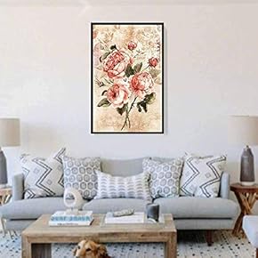 Floating Framed Canvas Wall Art for Living Room, Bedroom Vintage Flower Canvas Prints for Home Decoration Ready to Hang - 16x24 inches