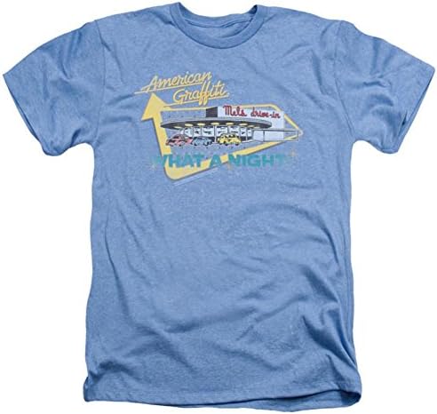 American Graffiti Men's Mel's Drive In Classic Heather T-shirt Large Light Blue
