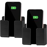 CEI&amp;BPY 2Pcs Phone Holder Wall Mounted, Phone Stand with Self Adhesive. Phone Holder for RV Charging.Compatible with iPhone and Android (2Pack-Black)