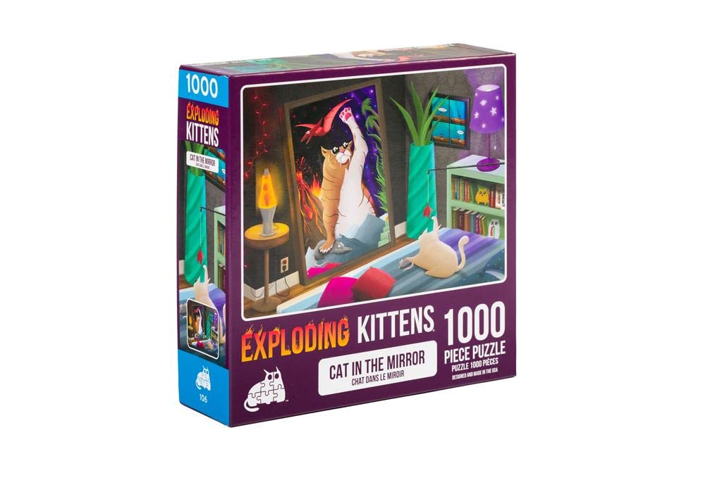 Cat in The Mirror Jigsaw Puzzle by Exploding Kittens - 1000 Pieces, Ideal for Adults, Teens, and Kids - A Funny and Artistic Cat-Themed Puzzle — image 1