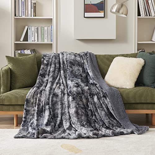 Bedsure Fuzzy Blanket Queen Size Grey, Soft and Comfy Sherpa, Plush and Furry Faux Fur