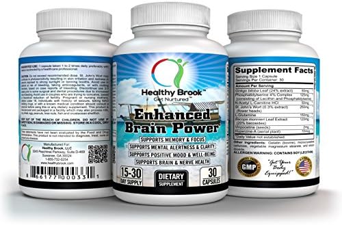 Nootropic Brain Booster, Memory Booster, Cognitive Enhancement, Brain Booster, Enhanced Brain Power, Acetyl L-Carnitine, Ginkgo Biloba, Phosphatidylserine, St.John's Wort, Vinpocetine, Huperzine-A, 30