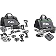FLEX 24V 6-Tool Combo Kit with Hammer Drill, Impact Driver, Circular Saw, Multi-Tool, Reciprocating Saw, Work Light plus 5" Angle Grinder with 2 Batteries, Charger