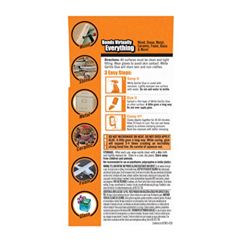 Gorilla White Gorilla Glue, Waterproof Polyurethane Glue, 2 Ounce