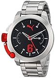 PUMA Men's PU103781004 Advance Metal Silver Black Analog Display Japanese Quartz Silver Watch