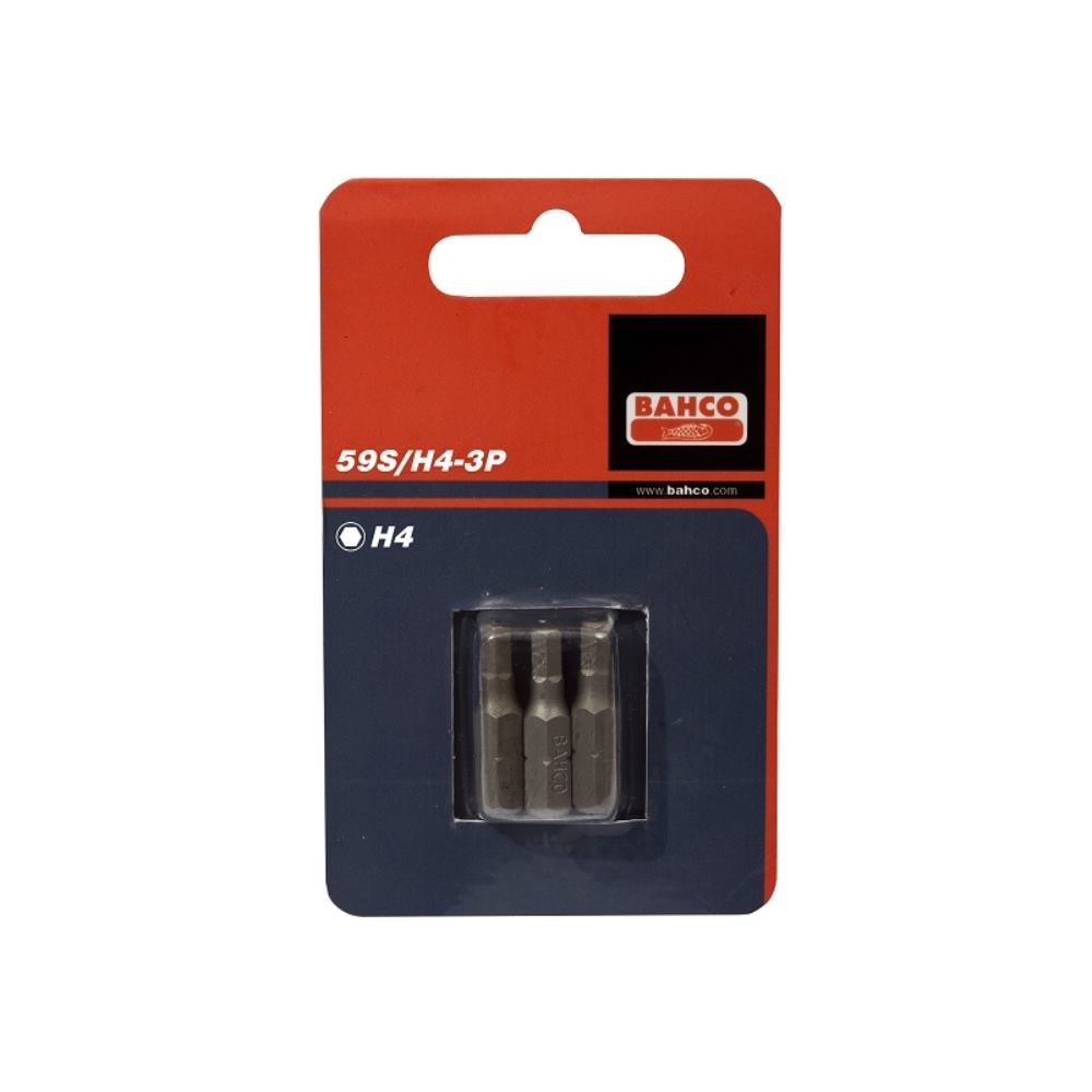 Bahco 59S/H6-3P H6 Bits for Hex Head Screws, Multi-Colour, 25 mm, Set of 3 Pieces