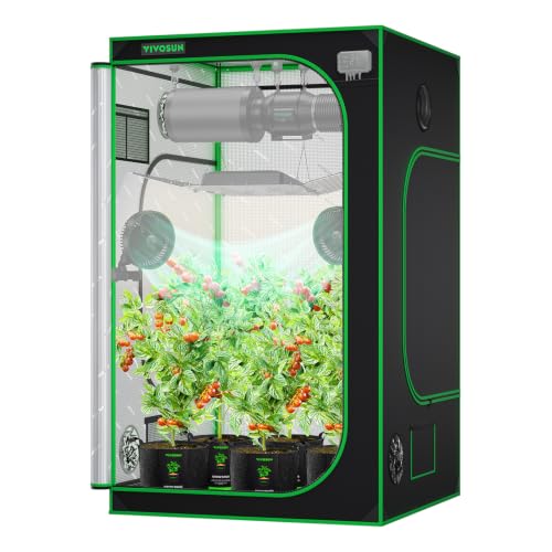 VIVOSUN Growzelt 120x120x200cm mit Reflektierende Mylar für IndoorAnbauzelt