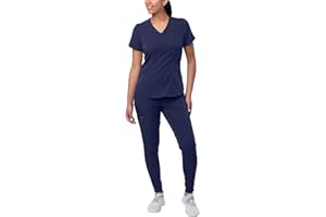 ADAR UNIFORMS Adar Pro Modern Athletic Scrub Set For Women - Modern V-Neck Scrub Top & Yoga Jogger Scrub Pants