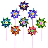 Yolyoo 100 Pcs Plastic Rainbow Pinwheel,Windmill Party Pinwheels DIY Pinwheels Set for Kids Toy Garden Lawn Party Decor