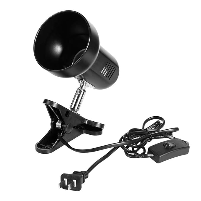 Litterprince 360 Degree Turtle Lizard Reptile Habitat Heat Lamp Clip Holder Stand (Black