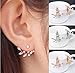 Fashion Silver Plated Leaf Crystal Ear Jacket Double Sided Swing Stud Earrings Gift