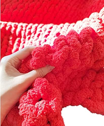 Chunky Blanket Chenille Yarn Red 48oz Pack for Arm Knitting