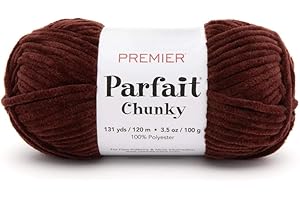PREMIER YARNS Premier Parfait Chunky Yarn, Super Bulky Yarn, Ideal Yarn for Knitting and Crocheting, Chenille Yarn, Chocolate, 3.5 oz, 131 Yards