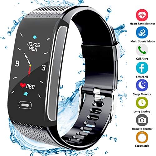 Hocent Fitness Tracker Activity Smart Bracelet Wristband with Pedometer Heart Rate Sleep Monitor Step Calorie Counter Waterproof IP67 Call SMS SNS Remind for Men Women Kids Compatible with Android IOS