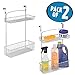 mDesign Metal Farmhouse Over Cabinet Kitchen Storage Organizer Holder or Basket - Hang Over Cabinet Doors in Kitchen/Pantry - Holds Dish Soap, Window Cleaner, Sponges - 2 Pack - Chrome