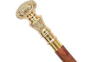 HUMAIRA NAUTICAL Vintage Brass Handle Victorian Telescope Foldable Wooden Walking Stick, Decorative Cane for Men, Women
