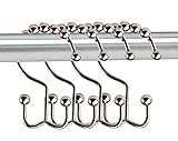 theBathMart Stainless Steel Double Glide Shower Curtain Hooks, Polished Chrome, Set of 12