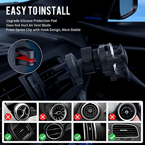 HUANLI Gravity Phone Mount for Car, 2021 Upgraded Car Phone Holder for Air Vent with Upgraded Hook Clip Auto Lock One-Hand Operation Car Cell Phone Holder (Silver)