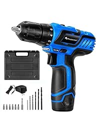 Prostormer - Taladro inalámbrico de iones de litio, 12 V 2,0 Ah, 2.5 in, Torca máxima 220 In-lbs, 2 velocidades, 1 hora de carga rápida, 18+1 posición con LED, 13 brocas puntas de destornillador y caja de herramientas incluidas