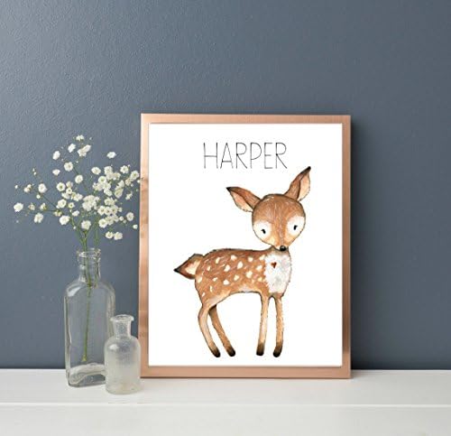 Woodland Nursery Decor, Personalized Nursery Decor, Deer Print, Print only unframed, Different sizes available