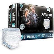 Attends Premier Protective Underwear with Dry Lock Containment Core for Adult Incontinence Care Unisex, Medium, 18 Count â€¦