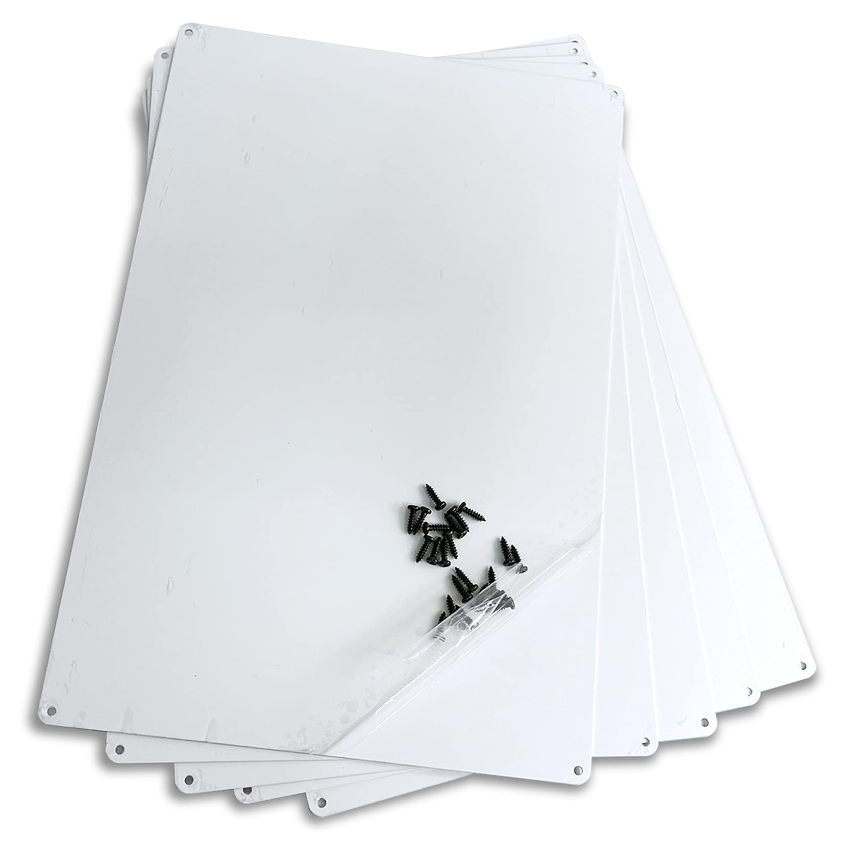 ebamaz Aluminum Metal Signs Sublimation Blanks 8X12X0.04 Inch Big Nameplates for Heat Transfer Press/UV Print 4 Drilled Holes Pack of 5 (Pure White) 20X30 CM