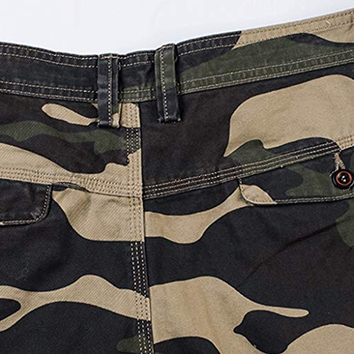YKARITIANNA Men's Fashion Dungarees Casual Cotton Multi-Pocket Outdoors Work Trouser Cargo Short Pants Army Green - Thumbnail 3