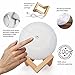 Beta Becca Rechargeable Dimmable Moon Lamp - 3D LED lunar nightlight with wooden stand - 2 shades w/dimmable touch control and USB charger - Kid’s gift, room decor night light