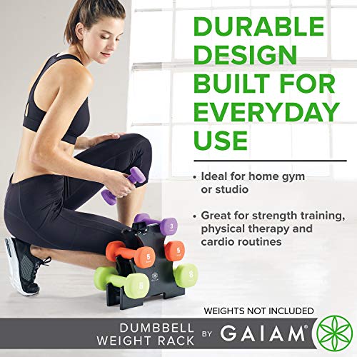 Gaiam Dumbbell Rack Hand Weight Set Tree Designed to Hold Neoprene