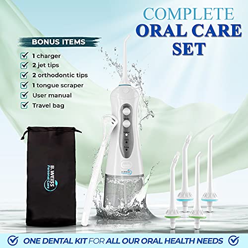 Water Flosser Teeth Cleaner, Professional flosser with 4 Jet Tips, Rechargeable Dental Flosser