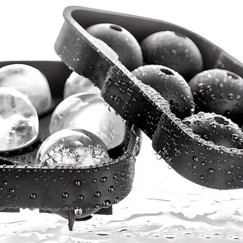 Forma de Gelo em Silicone Premium 6 Esferas Tipo ICE Ball para Whisky Gin Bourbon Bebidas Reutilizável Livre BPA Fácil de Remover Derretimento Lento Durável Flexível Cores Variadas