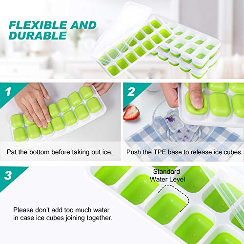 Adoric Ice Cube Trays 3 Pack, EasyRelease Silicone and Flexible 14Ice