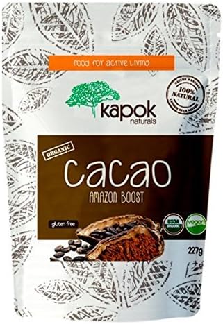 Kapok Naturals Cacao Powder NEW Raw Organic Cacao Powder. Enjoy Rich Dark Chocolate Coco Powder Flavor from Natural and Organic Cacao from Peru. USDA Organic, ISO & GMP Certified