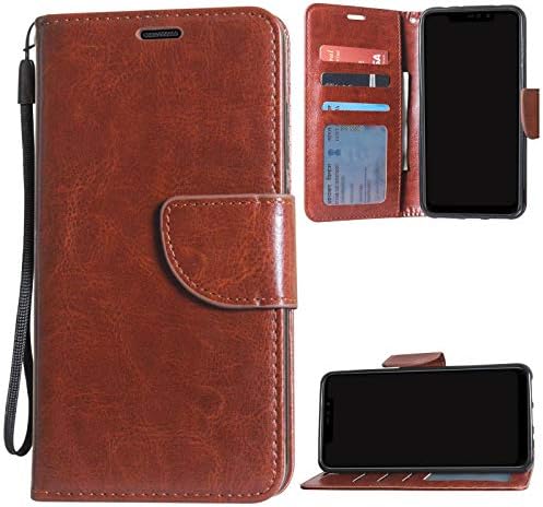 TecKraft Leather Wallet Case Multiple ID Slots Protective Flip Cover for Vivo V11 Pro (Amber Brown)