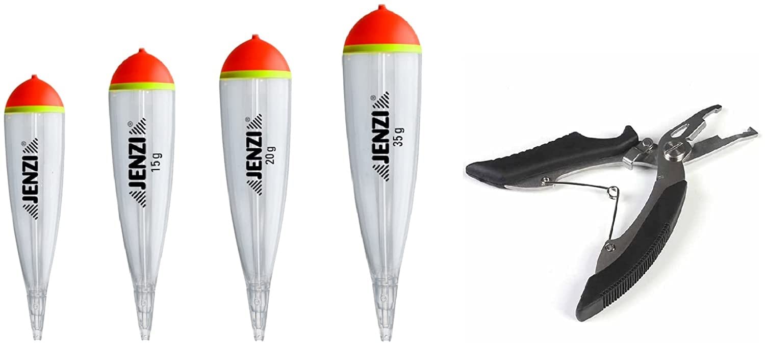 Set of 4 x Jenzi Predator Fish Float Clear Transparent (1x 11g, 1x 15g, 1x 20g, 35g) + Free Fishing Scissors