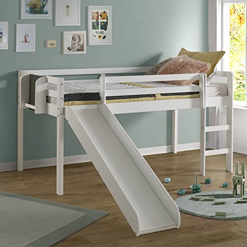 Naomi Home Cindy Kids Loft Bed with Slide, Twin Loft Bed with Slide