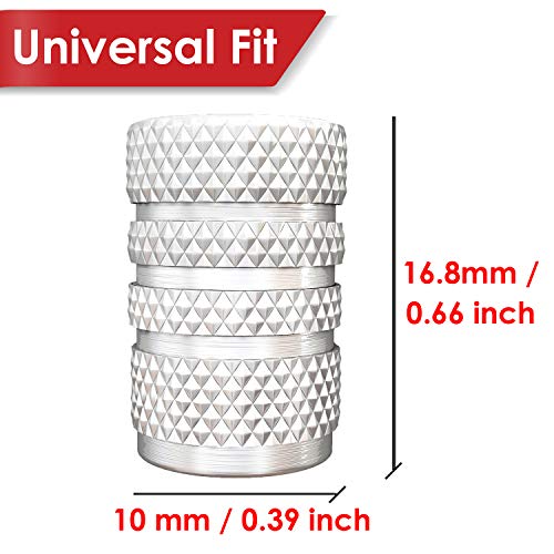 image for SAMIKIVA (12 Pack) Aluminum Tire Valve Stem Caps, Metal with Rubber Ri