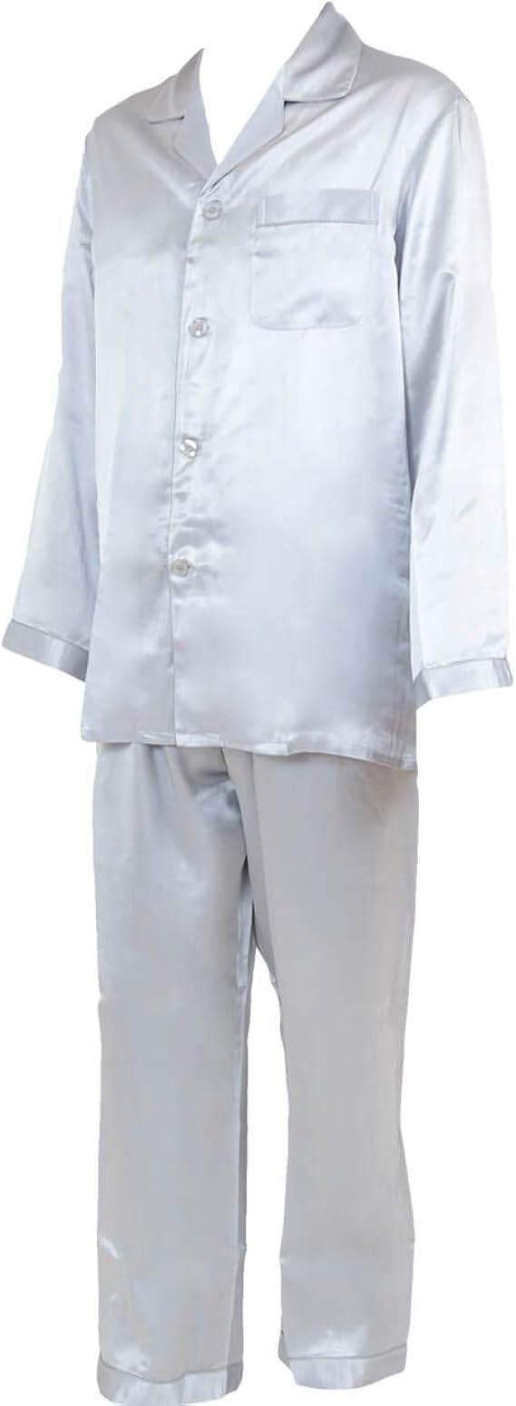 Amazon シルク100 長袖パジャマ メンズ 92 グレー M Silk605 パジャマ 通販