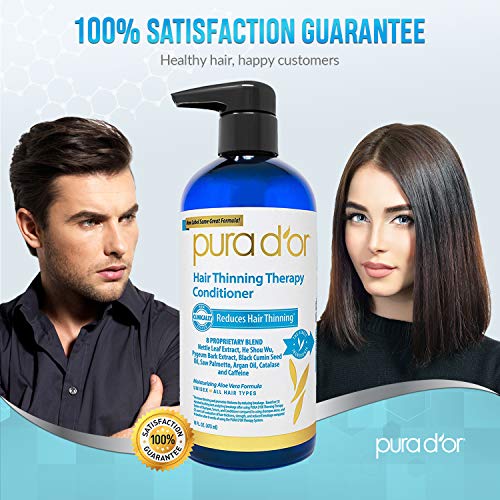 PURA D'OR Hair Thinning Therapy Conditioner - Strengthening, Clarifying & Moisturizing Cleanser - For Fuller Volume, Added Moisture, And Softer Hair, Men & Women, 16 Fl Oz (Packaging may vary)