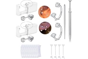 QWALIT Silver Earring Piercing Kit Ear Piercing Gun Disposable Ear Piercings Kit with Flat Back Earrings Self Piercings Gun K