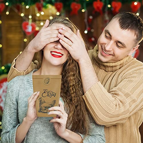 12 Bedruckte Tüten zu Ostern mit Hasen, Ostereiern und Frohe Ostern, Blumen und Küken - ideale Geschenkidee oder Oster Dekoration mit Holzklammern, DIY Osternest zum Basteln und Verschenken