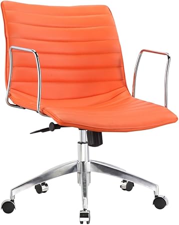 Amazon.com: Modern Contemporary Office Chair, Orange, Faux Leather ...