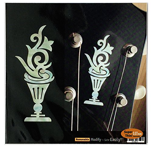 Inlay Sticker Decal Guitar Headstock In MOP Theme - 2pcs SET LP Flower Pot Torch - Thumbnail 4