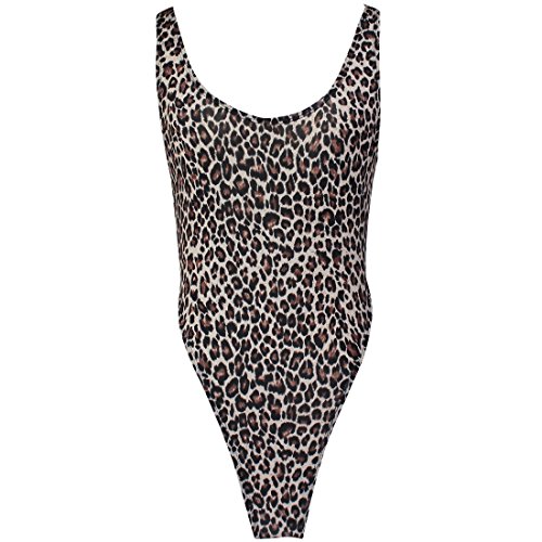 TIAOBU US Women One-piece High Cut Thong Leotard Gymnastics Dancewear Bodysuit Leopard