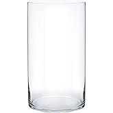Royal Imports Flower Glass Vase Decorative Centerpiece for Home or Wedding - Cylinder Shape, 12" Tall, 6" Opening, Clear
