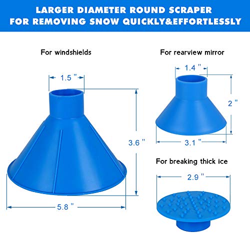 image for Feeke 2 Pack Ice Scraper Round Car Window Windshield Cone - Larger Cov