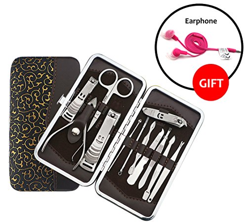 Nail Clipper Travel Set ,Professional Stainless Steel Nail Care Set Baby Safe Nail Clippers Personal Manicure Set Pedicure Set Used In Finger,Hand Foot,for Men and Women (Brown-B)