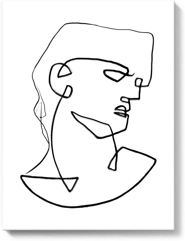 Gronda Minimalist Wall Art Abstract Line Drawing Portrait Black and White Canvas Paintings Home Decor Framed Prints Artwork Pictures for Bedroom Living Room Bathroom Ready to Hang 12x16 Inch