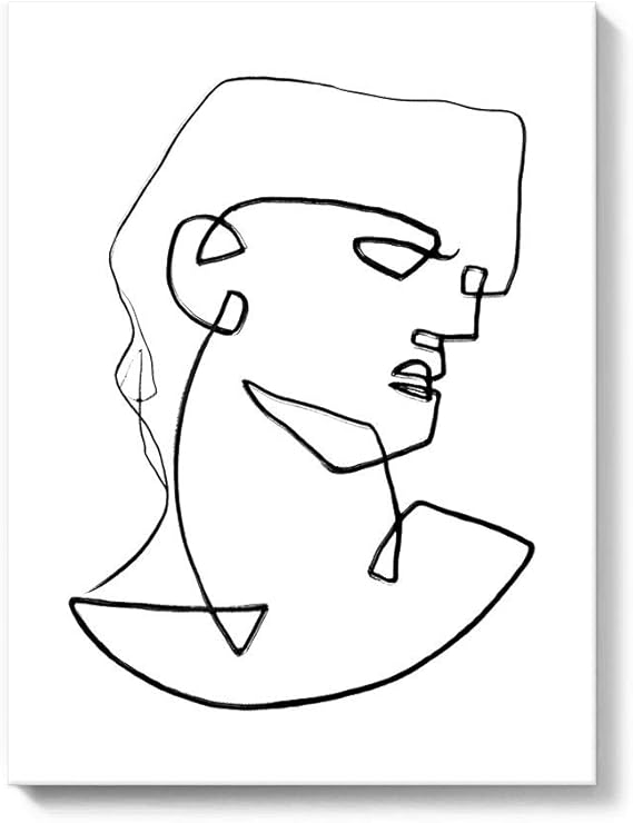 Amazon Com Gronda Minimalist Wall Art Abstract Line Drawing Portrait Black And White Canvas Paintings Home Decor Framed Prints Artwork Pictures For Bedroom Living Room Bathroom Ready To Hang 12x16 Inch Posters