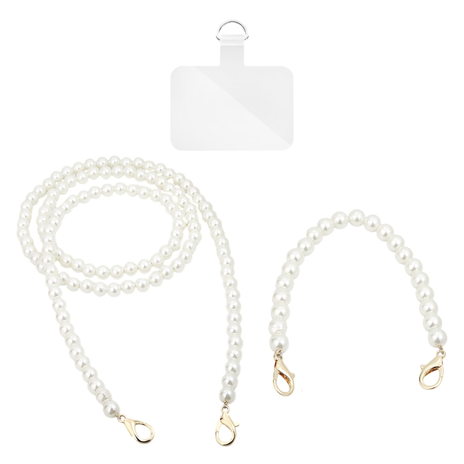 WUFGWBD 2 Mobile Phone Chains, 1 Transparent Spacer, Pearl Mobile Phone Chain, Mobile Phone Chain Strap, Beaded Lanyard For Women, Mobile Phone Accessories